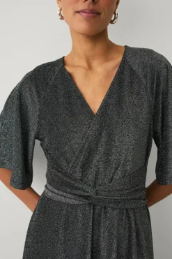 Ellos Collection Maxikjole i lurex med knytbart belte