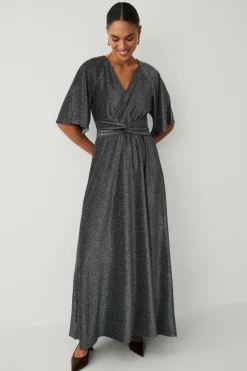 Ellos Collection Maxikjole i lurex med knytbart belte
