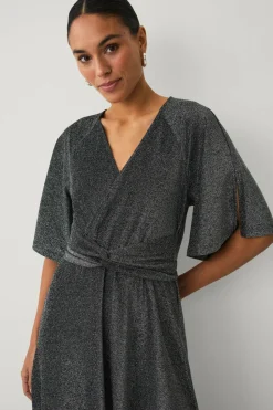 Ellos Collection Maxikjole i lurex med knytbart belte
