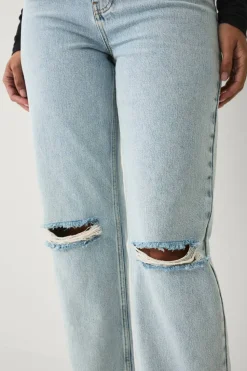 Ellos Collection Rette jeans med slitasje og elde