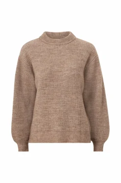 Ellos Collection Ribbestrikket genser med rund hals