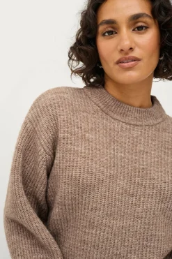 Ellos Collection Ribbestrikket genser med rund hals