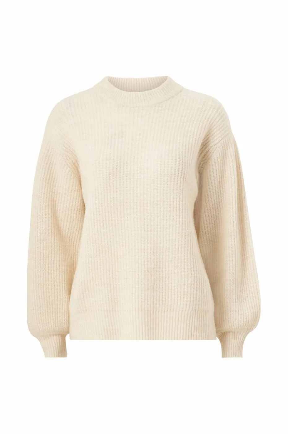 Ellos Collection Ribbestrikket genser med rund hals