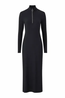 Ellos Collection Ribbestrikket kjole med halv halfzip