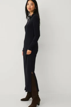 Ellos Collection Ribbestrikket kjole med halv halfzip