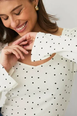 Ellos Collection Ribbet topp i bomullsjersey