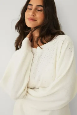 Ellos Collection Strikket pullover med rhinstener