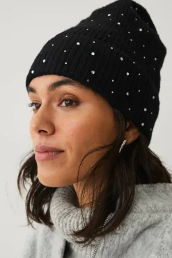 Ellos Collection Strikket lue med rhinstener