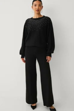 Ellos Collection Strikket pullover med rhinstener