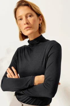 Ellos Collection Strikket topp i viskose med turtleneck