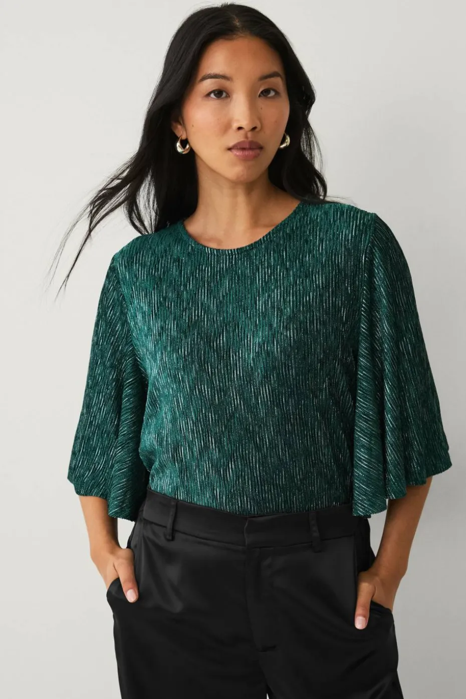Ellos Collection Topp med drapert volangermet