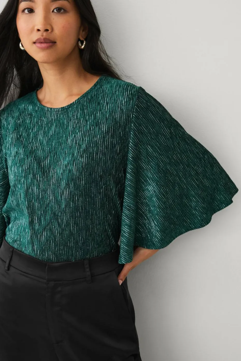 Ellos Collection Topp med drapert volangermet
