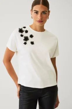 Ellos Collection Topp med blomsterapplikasjoner