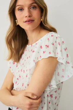 Ellos Collection Topp med draperte volangermer