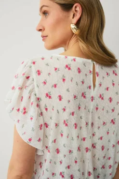 Ellos Collection Topp med draperte volangermer