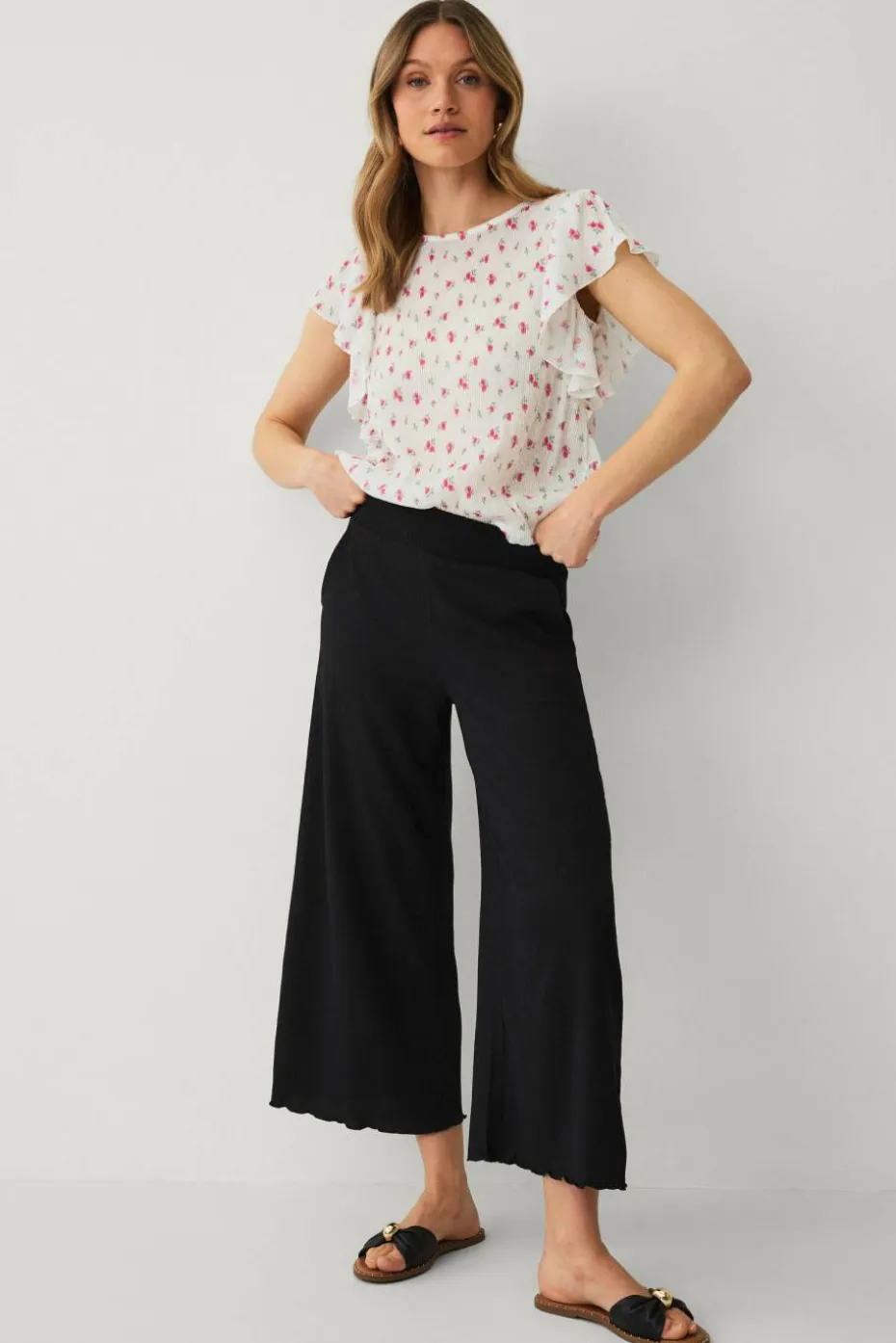 Ellos Collection Topp med draperte volangermer