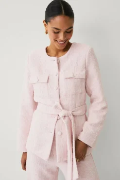Ellos Collection Tweedjakke med knytbart belte
