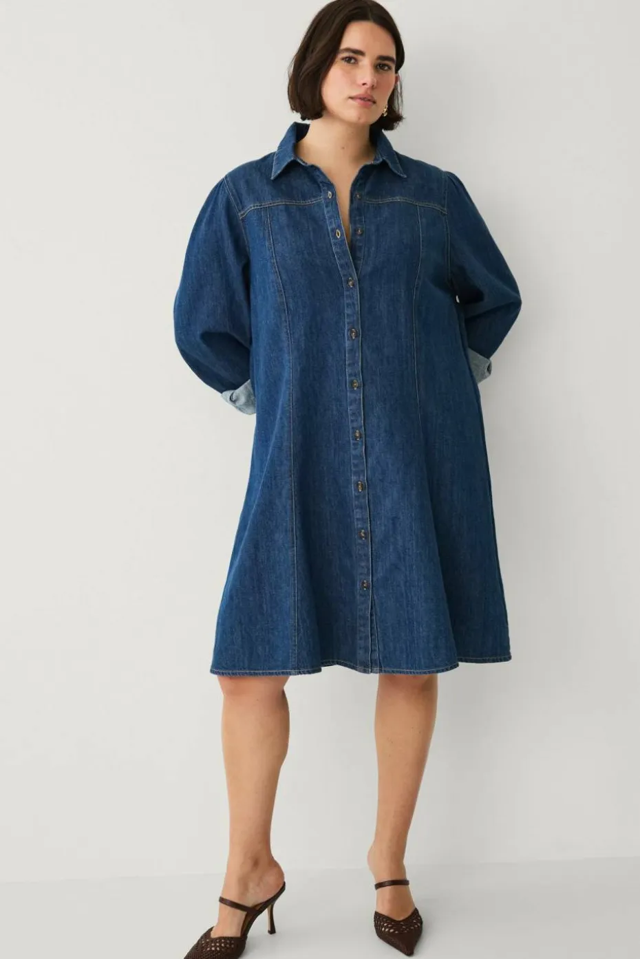 Ellos Plus collection Denimkjole med puffermer