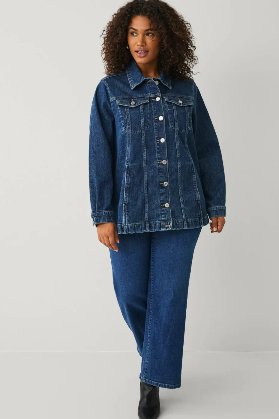 Ellos Plus collection Denim jakke med knytbart belte