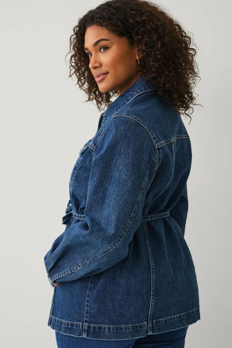 Ellos Plus collection Denim jakke med knytbart belte