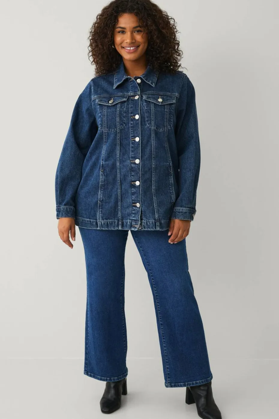 Ellos Plus collection Denim jakke med knytbart belte