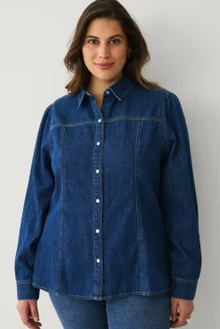 Ellos Plus collection Denimbluse med bobleermer