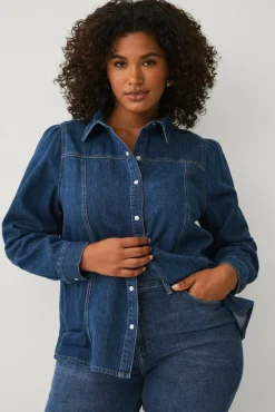 Ellos Plus collection Denimbluse med bobleermer