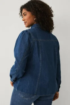 Ellos Plus collection Denimbluse med bobleermer