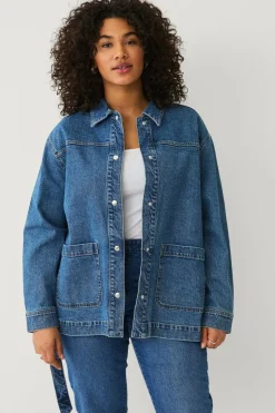 Ellos Plus collection Denim jakke med knytbelte