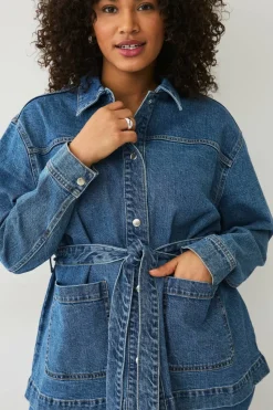 Ellos Plus collection Denim jakke med knytbelte