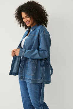 Ellos Plus collection Denim jakke med knytbelte