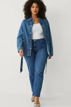 Ellos Plus collection Denim jakke med knytbelte