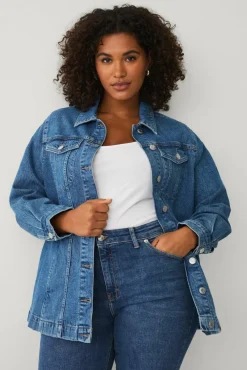 Ellos Plus collection Denim jakke med knytbart belte