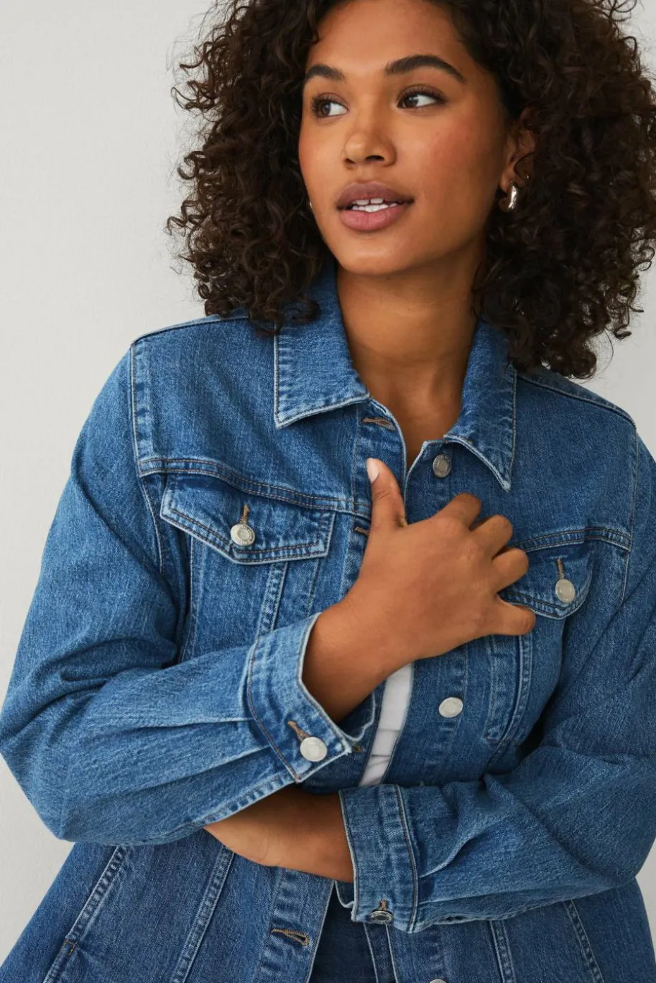 Ellos Plus collection Denim jakke med knytbart belte