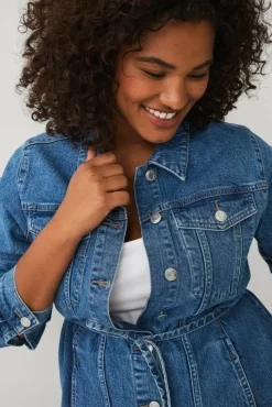 Ellos Plus collection Denim jakke med knytbart belte