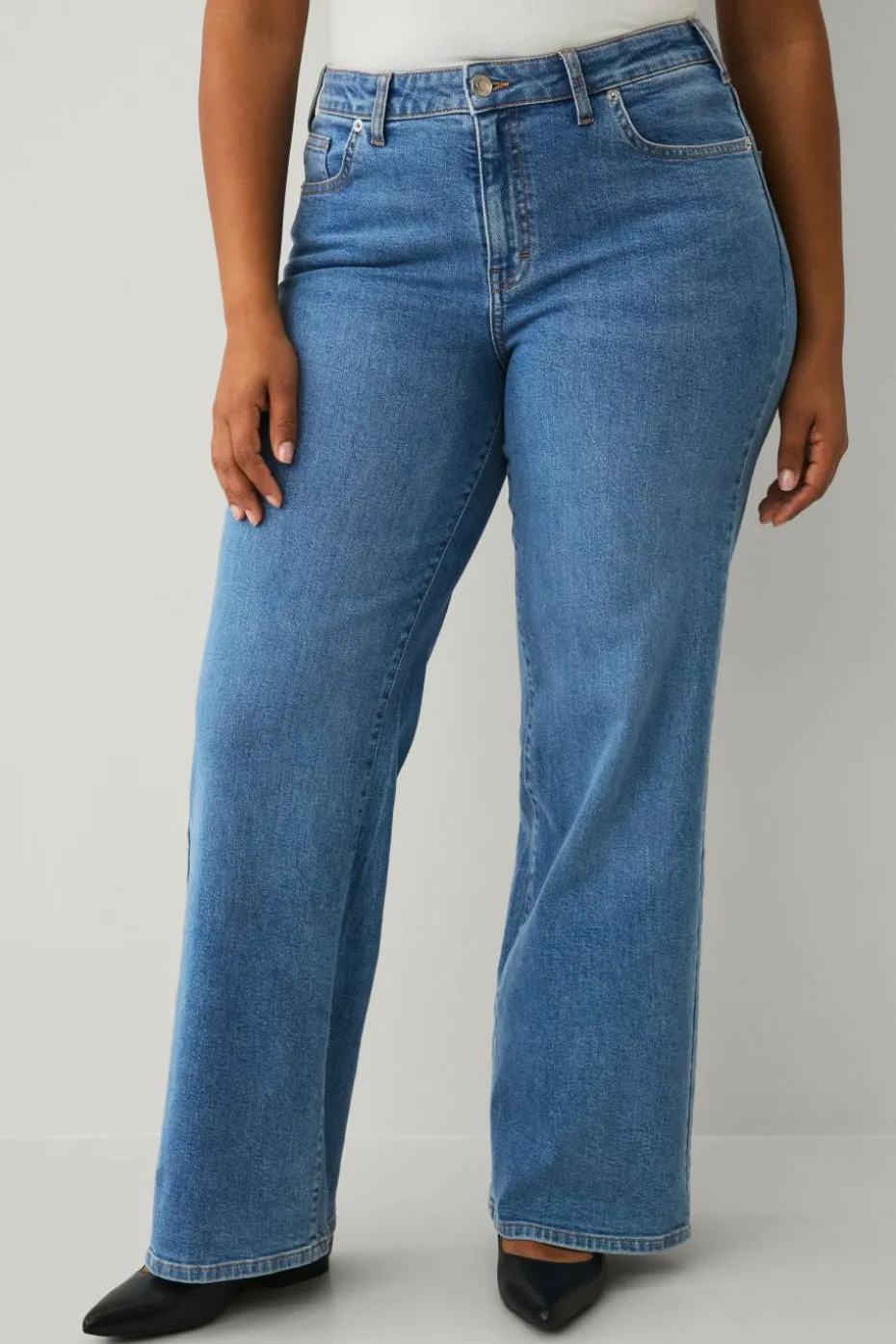 Ellos Plus collection Jeans med vide ben og høy midje