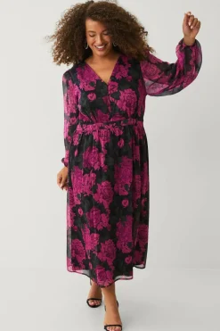 Ellos Plus collection Kjole i chiffon med bobleerme