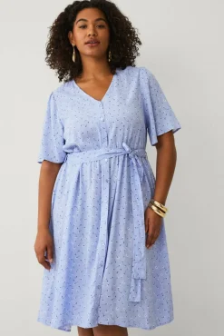 Ellos Plus collection Kjole med draperte volangermer
