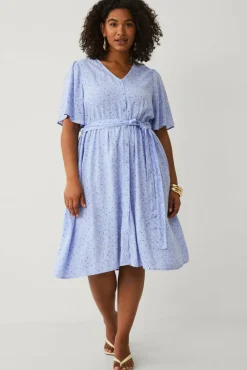 Ellos Plus collection Kjole med draperte volangermer