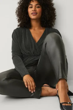 Ellos Plus collection PU-leggings med høy midje