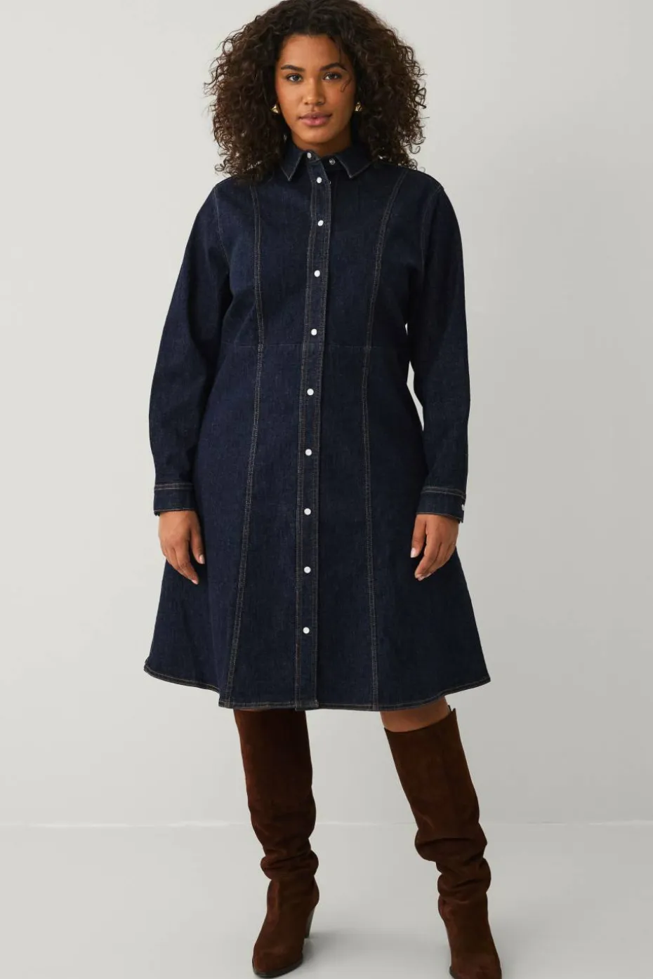 Ellos Plus collection Skjortekjole i denim