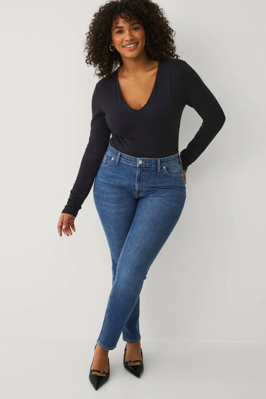 Ellos Plus collection slim jeans med høy midje