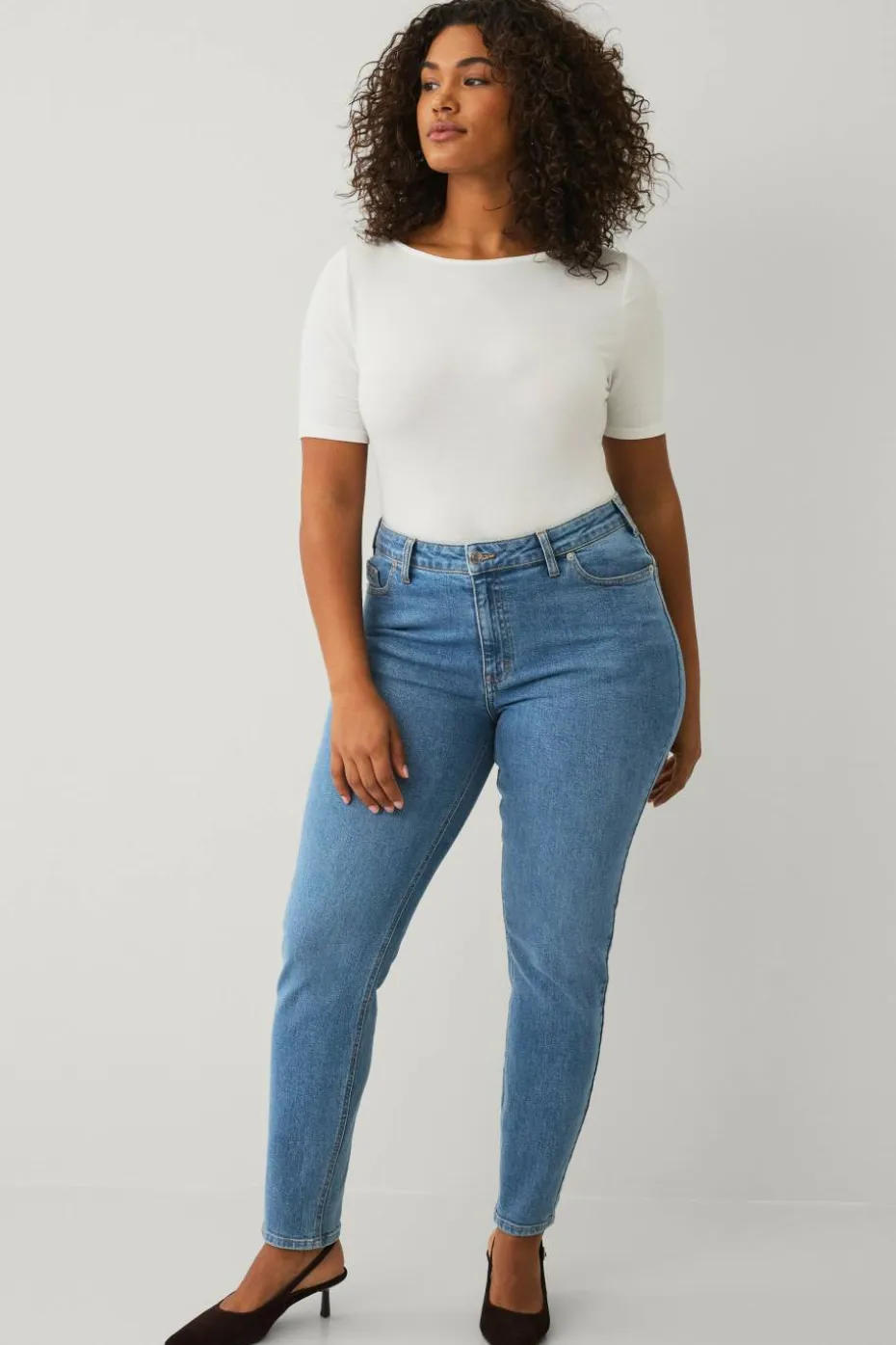Ellos Plus collection slim jeans med høy midje