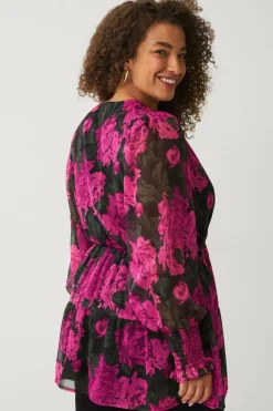 Ellos Plus collection Tunika i chiffon med bobleerme