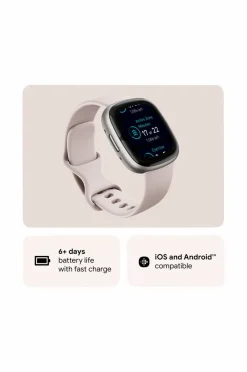 Fitbit Sense 2, Lunar White/Platinum