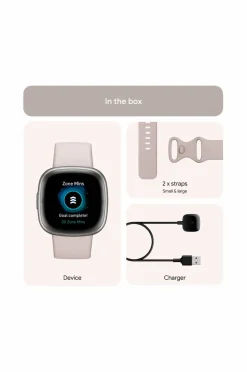 Fitbit Sense 2, Lunar White/Platinum