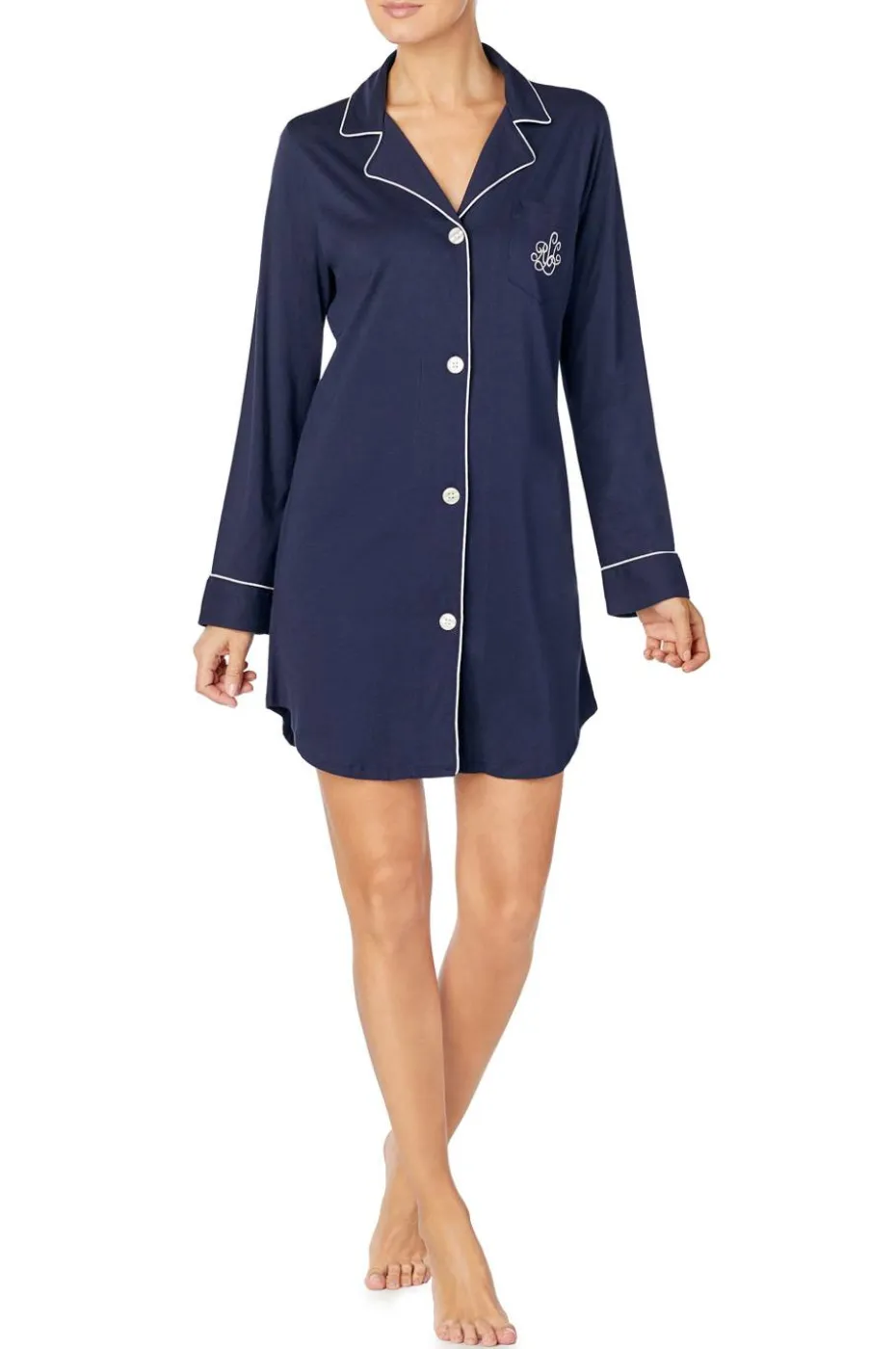 Lauren Ralph Lauren Nattskjorte LRL Hammond Knit Collar Sleepshirt