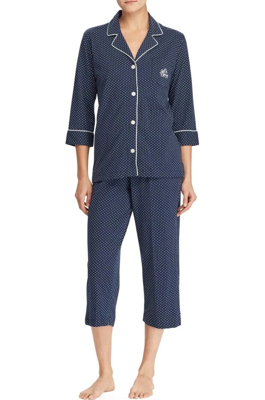 Lauren Ralph Lauren Pyjamas LRL Heritage 3/4 Sl Classic Notch PJ Set