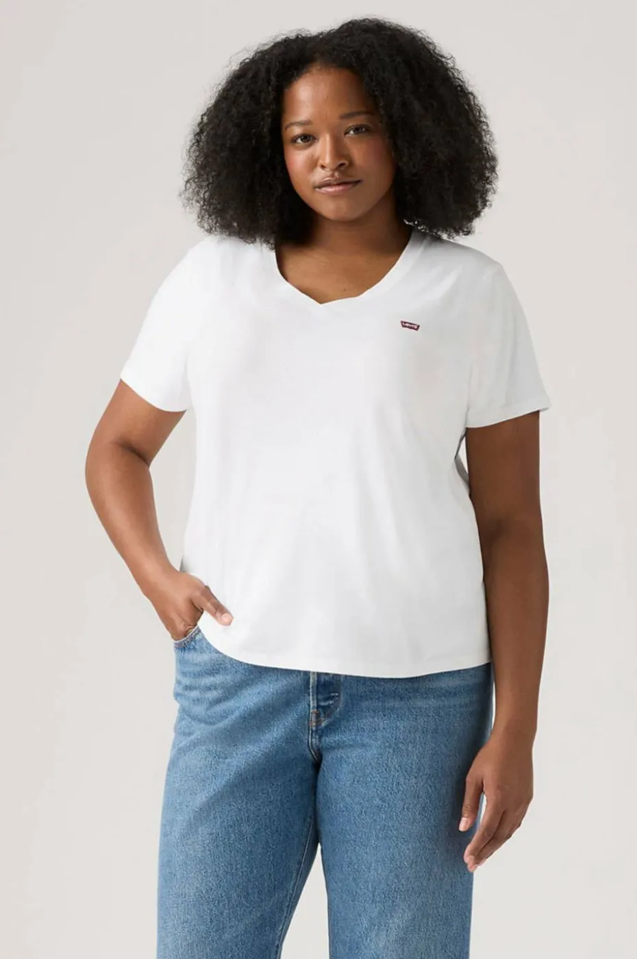 Levi's Plus Topp PL V Neck Tee Raita Stripe Cav
