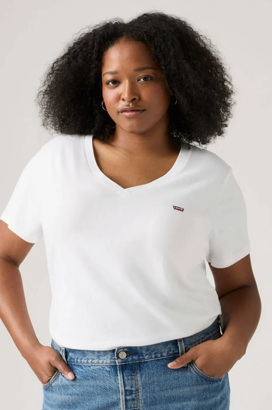 Levi's Plus Topp PL V Neck Tee Raita Stripe Cav